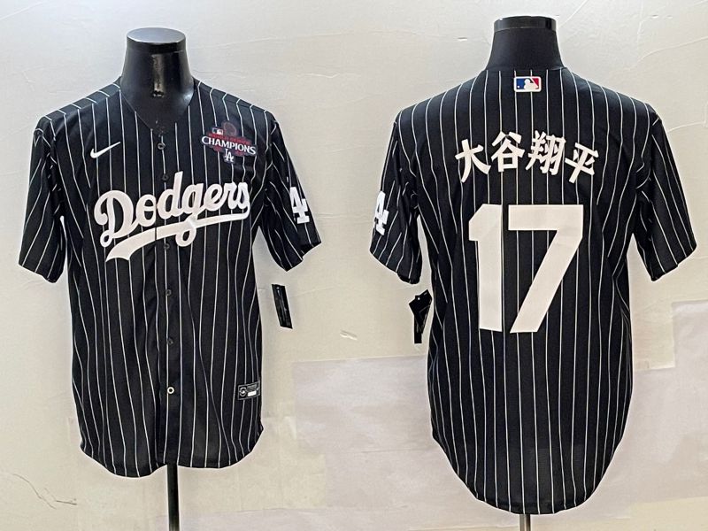 Men Los Angeles Dodgers #17 Ohtani Black Stripe Jointly Name 2025 Nike MLB Jersey style 16->los angeles dodgers->MLB Jersey
